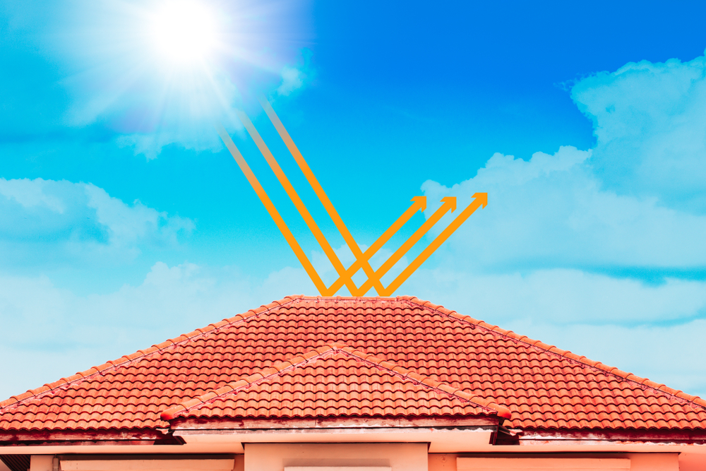 Roof,tiles,with,color,shield,technology,protect,against,heat,and